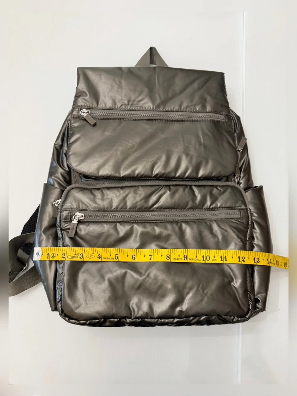 NWOT - Baggallini Go To Laptop Flap Backpack in Gunmetal Puff